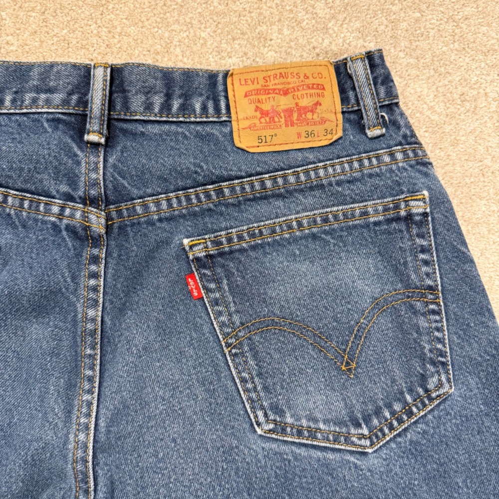 Levi's 517 Jeans‎ Men 35x33,Tag 36x34 Blue Bootcut Denim Medium Wash Y2k Western - Picture 6 of 6